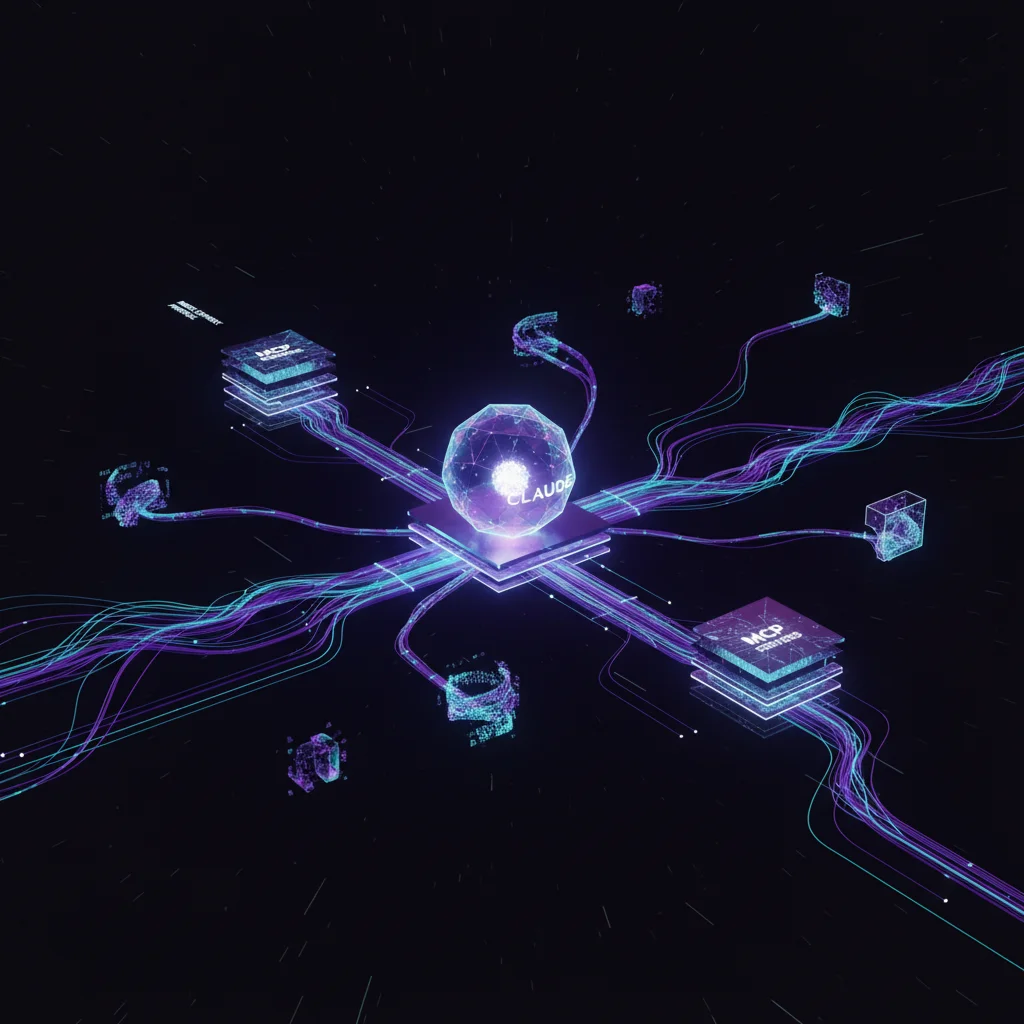 Diagram showing Claude connected to multiple external systems via MCP protocol