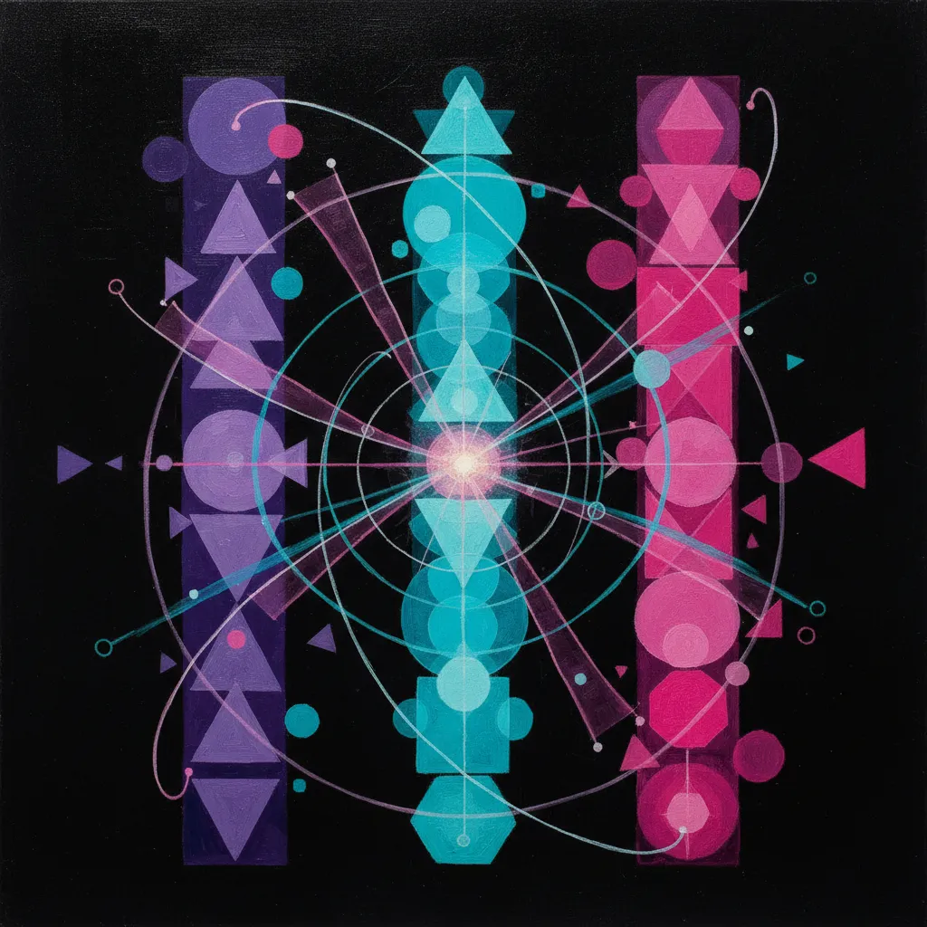 Abstract geometric art representing parallel thinking and emergent connections